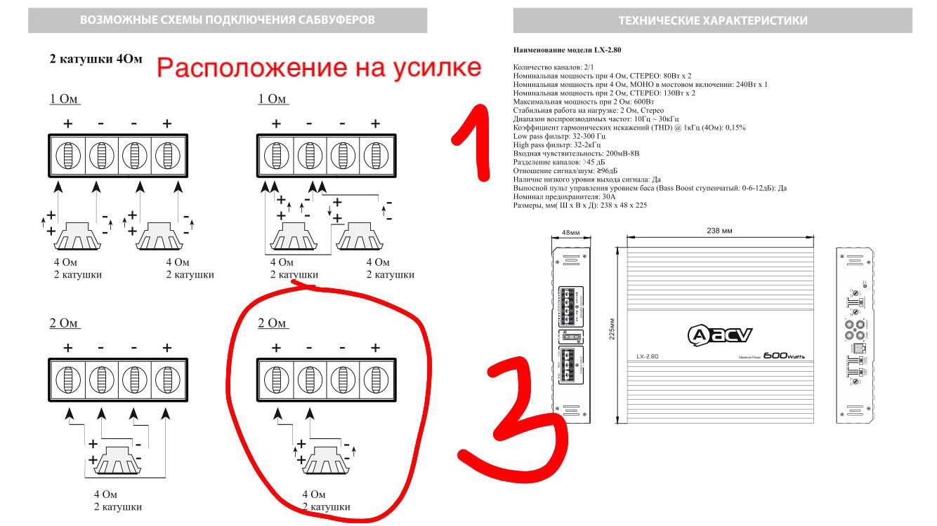 Схема подключения сабвуфера к моноблоку