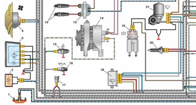 Ваз 1111 схема электропроводки