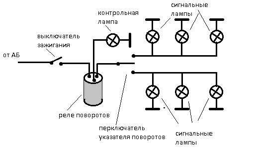 Схема подключения реле поворотов – схема указателя поворотов