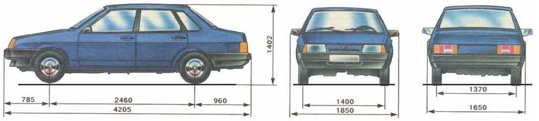 Габариты схема ваз 2109