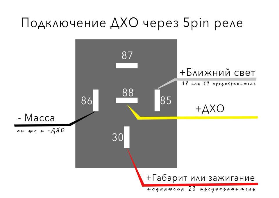 Схема подключения дхо через 5 контактное реле