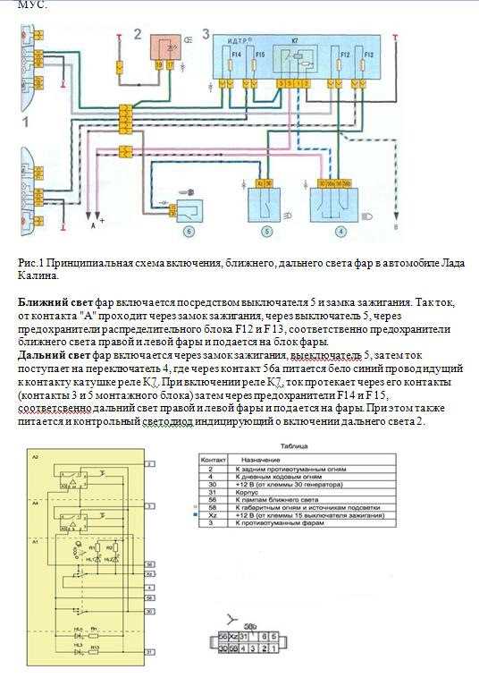 Схема подключения освещения салона калина