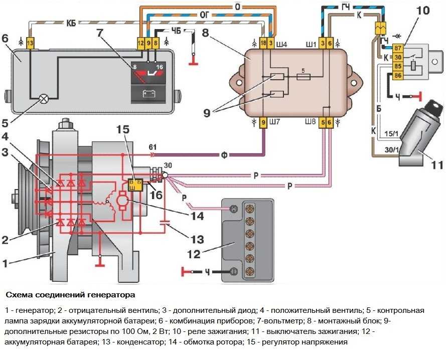 Схема генератора ваз 2104