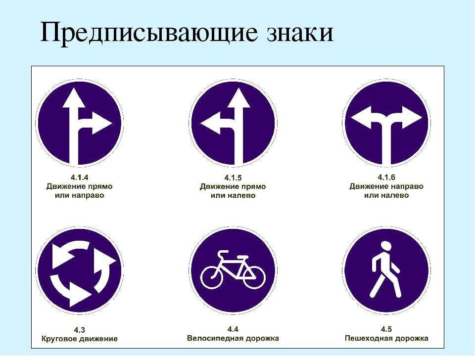 Предписывающие знаки дорожного движения с пояснениями и картинками