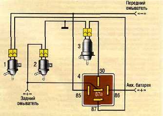 Схема подключения омывателя лобового стекла